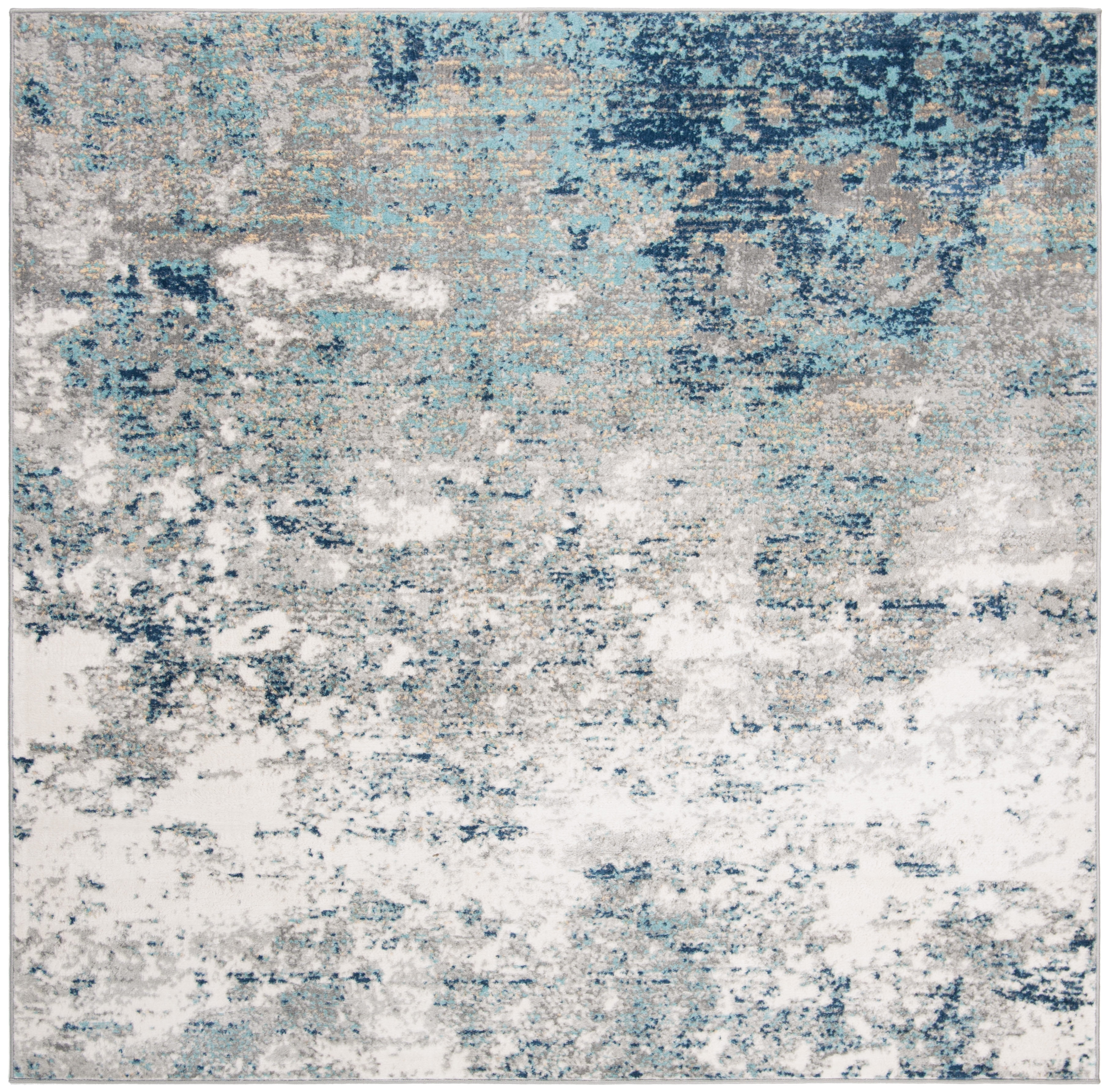 Contemporary Jasper Abstract Blue 5' Square Synthetic Rug