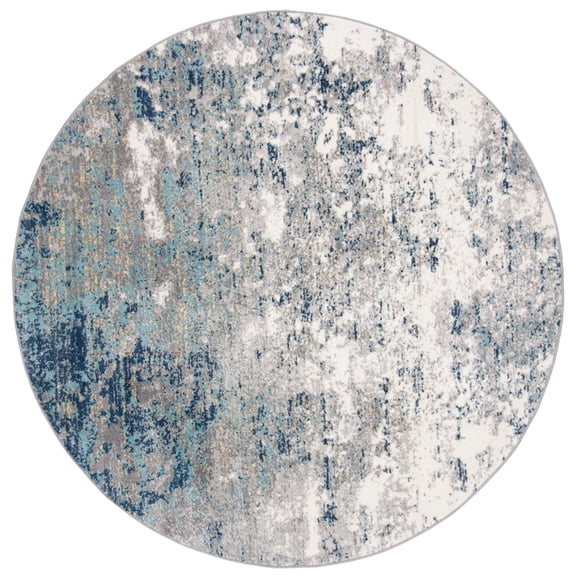 SAFAVIEH Jasper Brandt Abstract Overdyed Area Rug, Grey/Blue, 8' x 8' Round