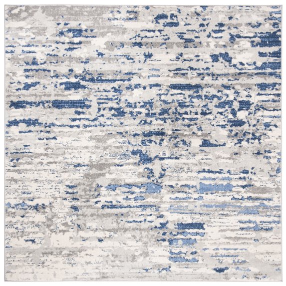 SAFAVIEH Jasper Brandt Abstract Overdyed Area Rug, Ivory/Blue, 5' x 5' Square
