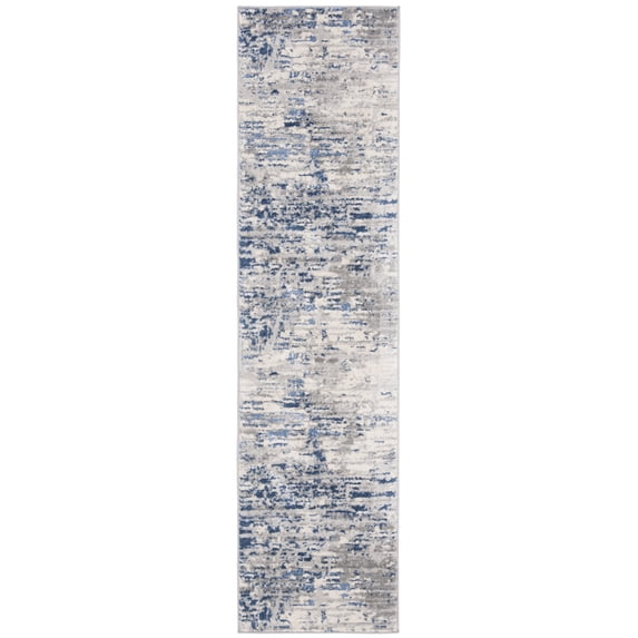 SAFAVIEH Jasper Brandt Abstract Overdyed Runner Rug, Ivory/Blue, 2' x 16'