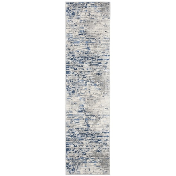 SAFAVIEH Jasper Brandt Abstract Overdyed Runner Rug, Ivory/Blue, 2' x 18'