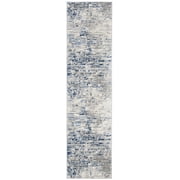 SAFAVIEH Jasper Brandt Abstract Overdyed Runner Rug, Ivory/Blue, 2' x 8'