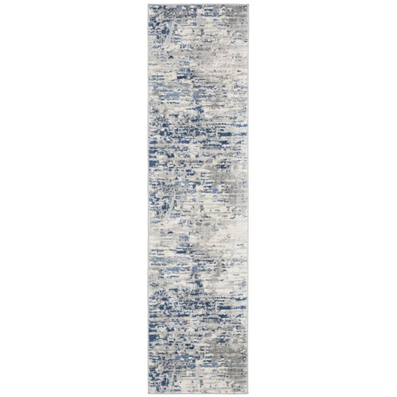 SAFAVIEH Jasper Brandt Abstract Overdyed Runner Rug, Ivory/Blue, 2' x 8'