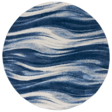SAFAVIEH Jasper Eddie Abstract Overdyed Area Rug, Navy/Ivory, 6'7" x 6'7" Round