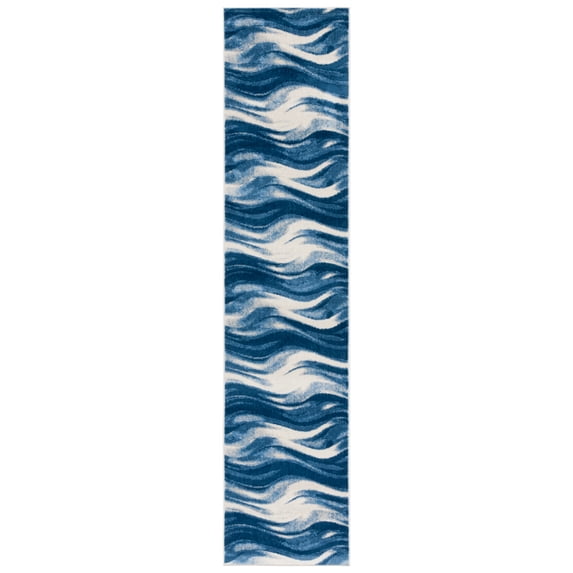 SAFAVIEH Jasper Eddie Abstract Overdyed Runner Rug, Navy/Ivory, 2' x 9'