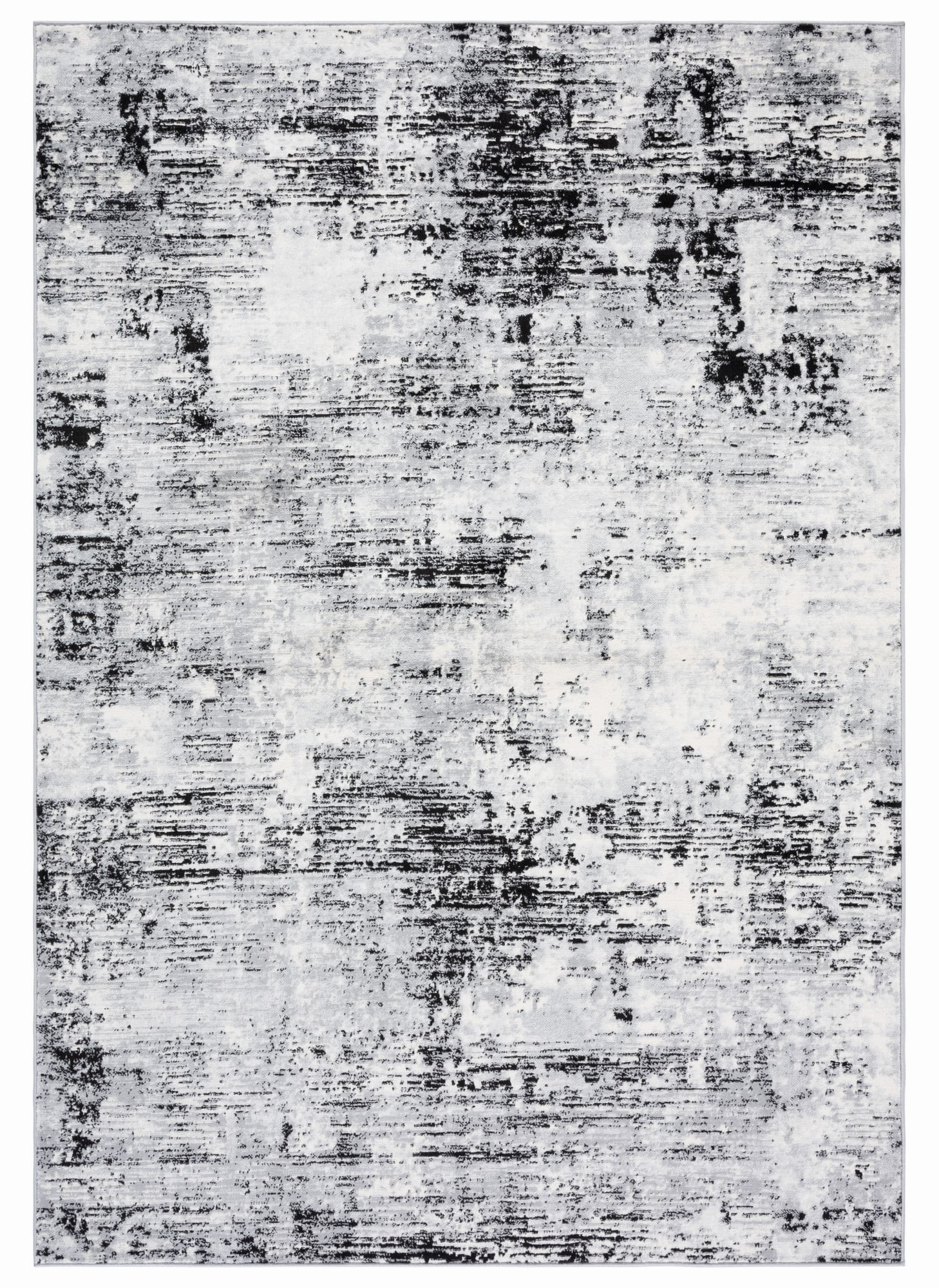 4' x 6' Black Abstract Easy Care Synthetic Rug