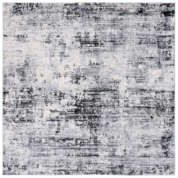 SAFAVIEH Jasper Francesca Abstract Overdyed Area Rug, Black/Ivory, 6'7" x 6'7" Square