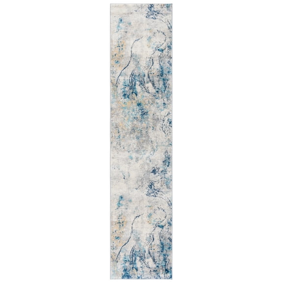 SAFAVIEH Jasper Hailey Abstract Overdyed Runner Rug, Ivory/Blue, 2' x 9'