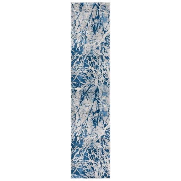 SAFAVIEH Jasper Mercia Abstract Overdyed Runner Rug, Navy/Ivory, 2' x 9'