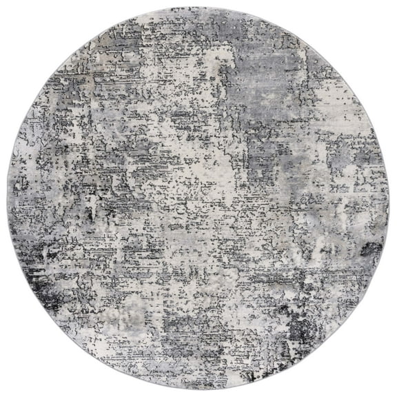 SAFAVIEH Jasper Neal Abstract Overdyed Area Rug, Ivory/Black, 6'7" x 6'7" Round