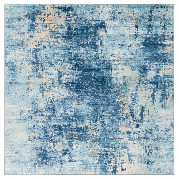 SAFAVIEH Jasper Neal Abstract Overdyed Area Rug, Navy/Ivory, 6'7" x 6'7" Square