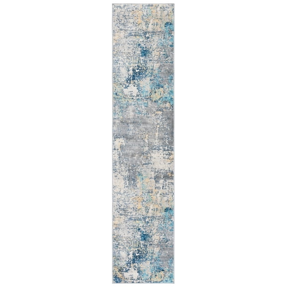 SAFAVIEH Jasper Neal Abstract Overdyed Runner Rug, Grey/Blue, 2' x 9'