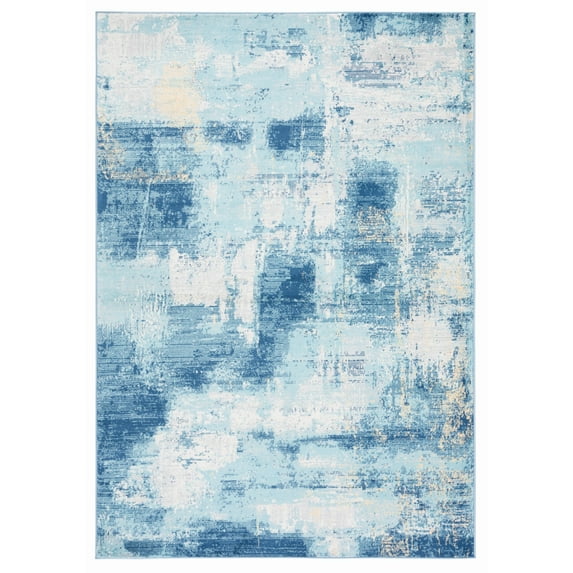 SAFAVIEH Jasper Oralee Abstract Overdyed Area Rug, Navy/Ivory, 5'3" x 7'6"
