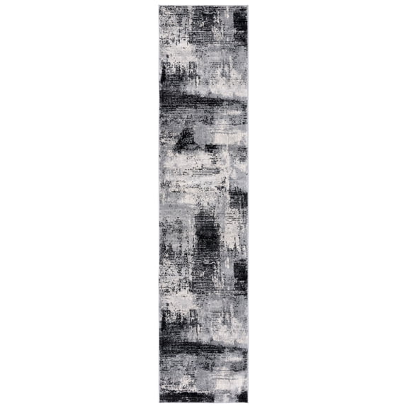 SAFAVIEH Jasper Oralee Abstract Overdyed Runner Rug, Black/Ivory, 2' x 9'