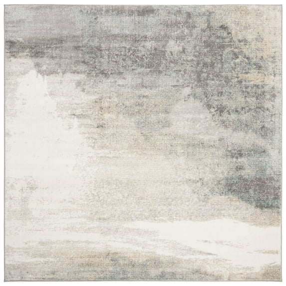 SAFAVIEH Jasper Tracery Abstract Overdyed Area Rug, Grey/Gold, 3' x 3' Square