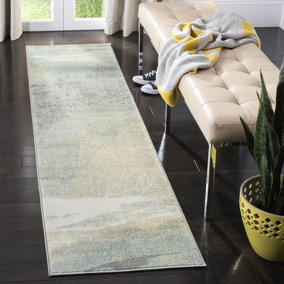 SAFAVIEH Jasper Tracery Abstract Overdyed Runner Rug, Grey/Gold, 2' x 6'