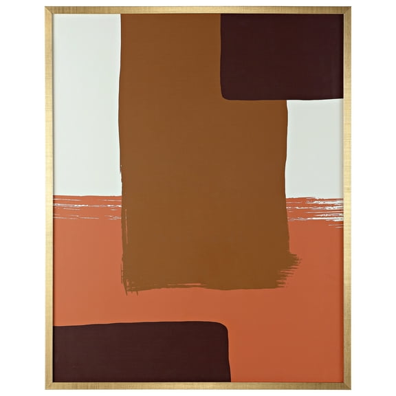 SAFAVIEH Java Compilation 24 in. x 30 in. Framed Wall Art, Salmon/Golden Brown