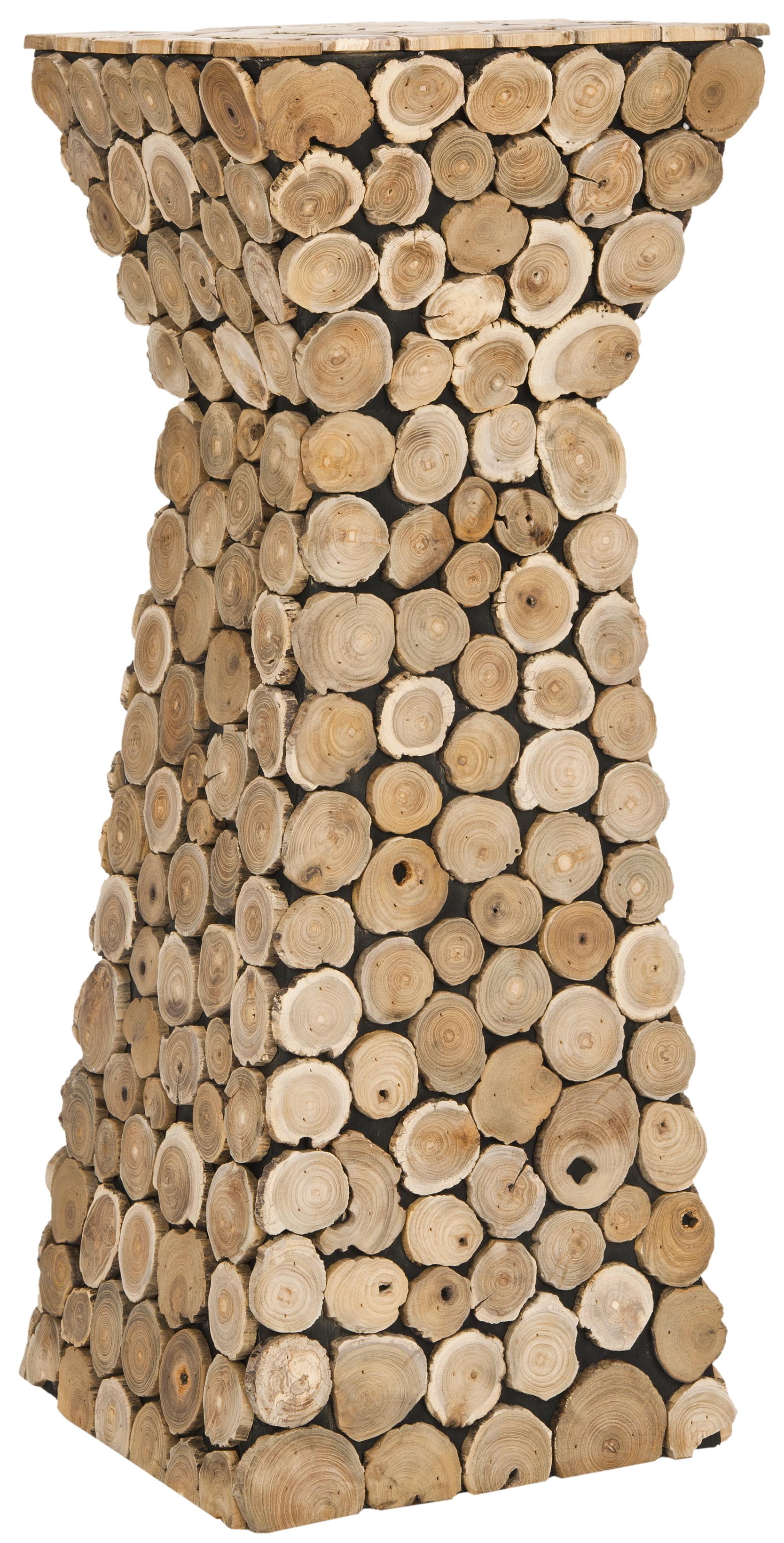SAFAVIEH Jefferson Nautical Rustic Teak Oak Square Stand, Medium Oak/Black