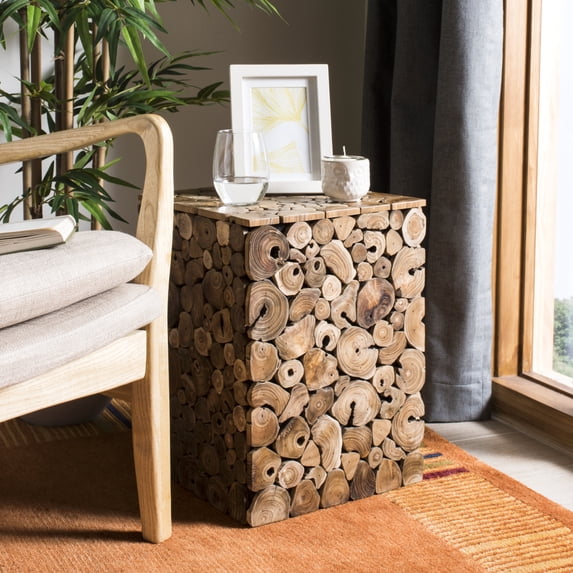 SAFAVIEH Jefferson Stool Light Oak / Black