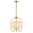 thumbnail image 1 of SAFAVIEH Jemmi 3-Light LED Brass Gold Metal Pendant Light with 100% Off-White Cotton Shade, 1 of 6