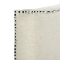 SAFAVIEH Jeneve Linen Headboard Silver Nail Head Off White King