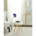 thumbnail image 1 of SAFAVIEH Jenine Faux Ostrich Mid-Century Round Bench, Cream/Gold, 1 of 6
