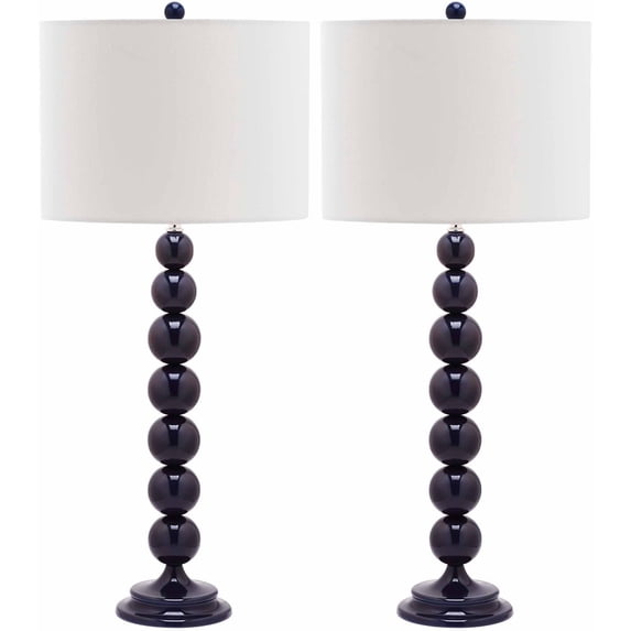 SAFAVIEH Jenna 31 in. H Stacked Ball Solid Table Lamp, Navy, Set of 2