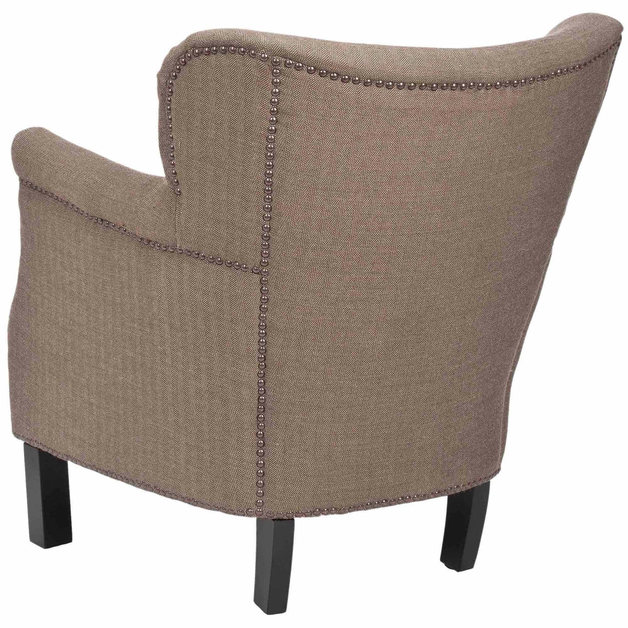 SAFAVIEH Jenny Traditional Glam Upholstered Arm Chair w/ Nailheads, Brown