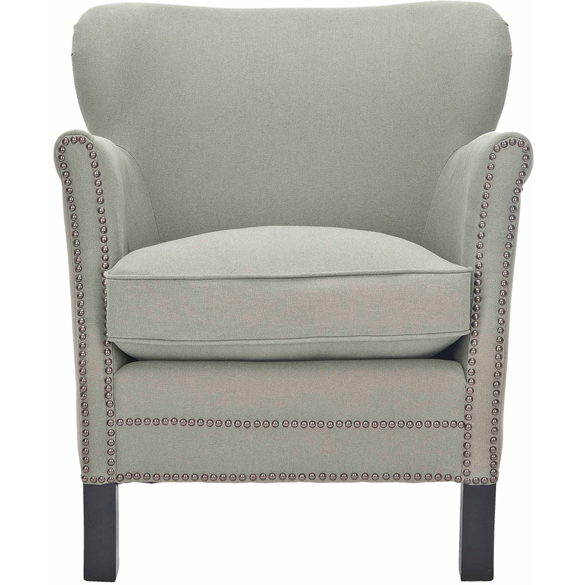 SAFAVIEH Jenny Traditional Glam Upholstered Arm Chair w/ Nailheads, Sea Mist
