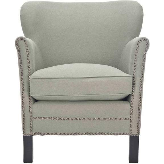 SAFAVIEH Jenny Traditional Glam Upholstered Arm Chair w/ Nailheads, Sea Mist