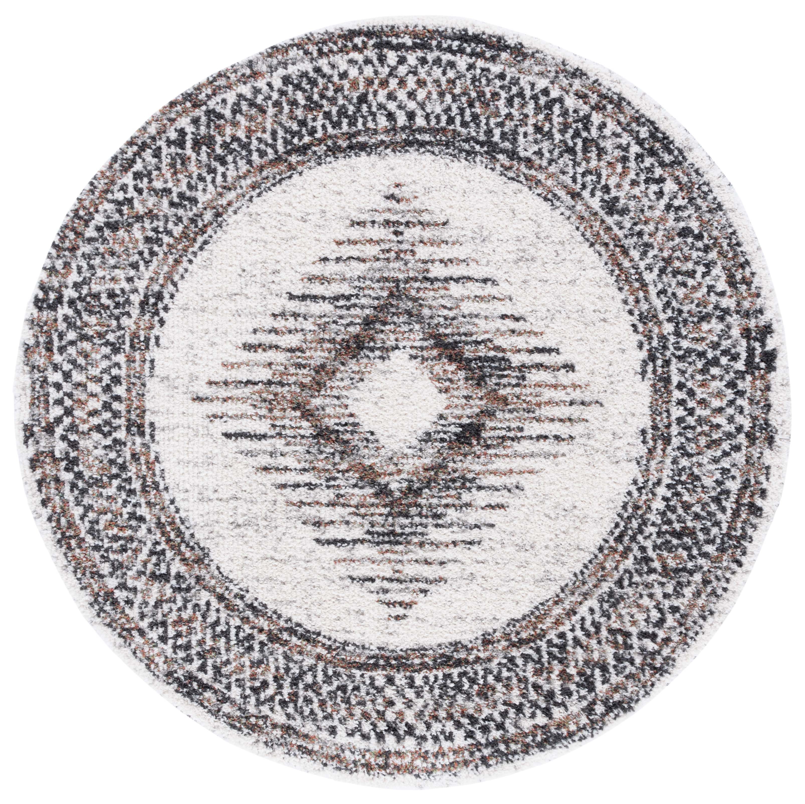 SAFAVIEH Jericho Marjan Aztec Polyester Shag Area Rug, Black/Rust, 8' x ...