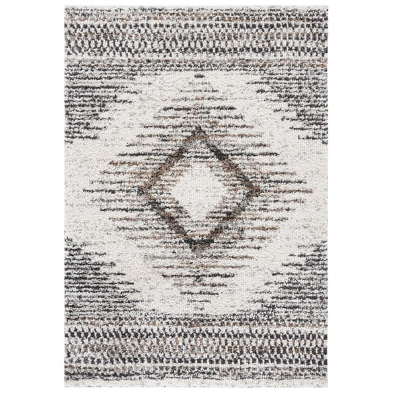 SAFAVIEH Jericho Marjan Aztec Polyester Shag Area Rug, Black/Rust, 9' x 12'