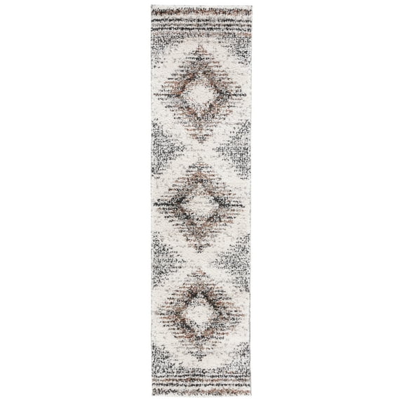 SAFAVIEH Jericho Marjan Aztec Polyester Shag Runner Rug, Black/Rust, 2'2" x 8'