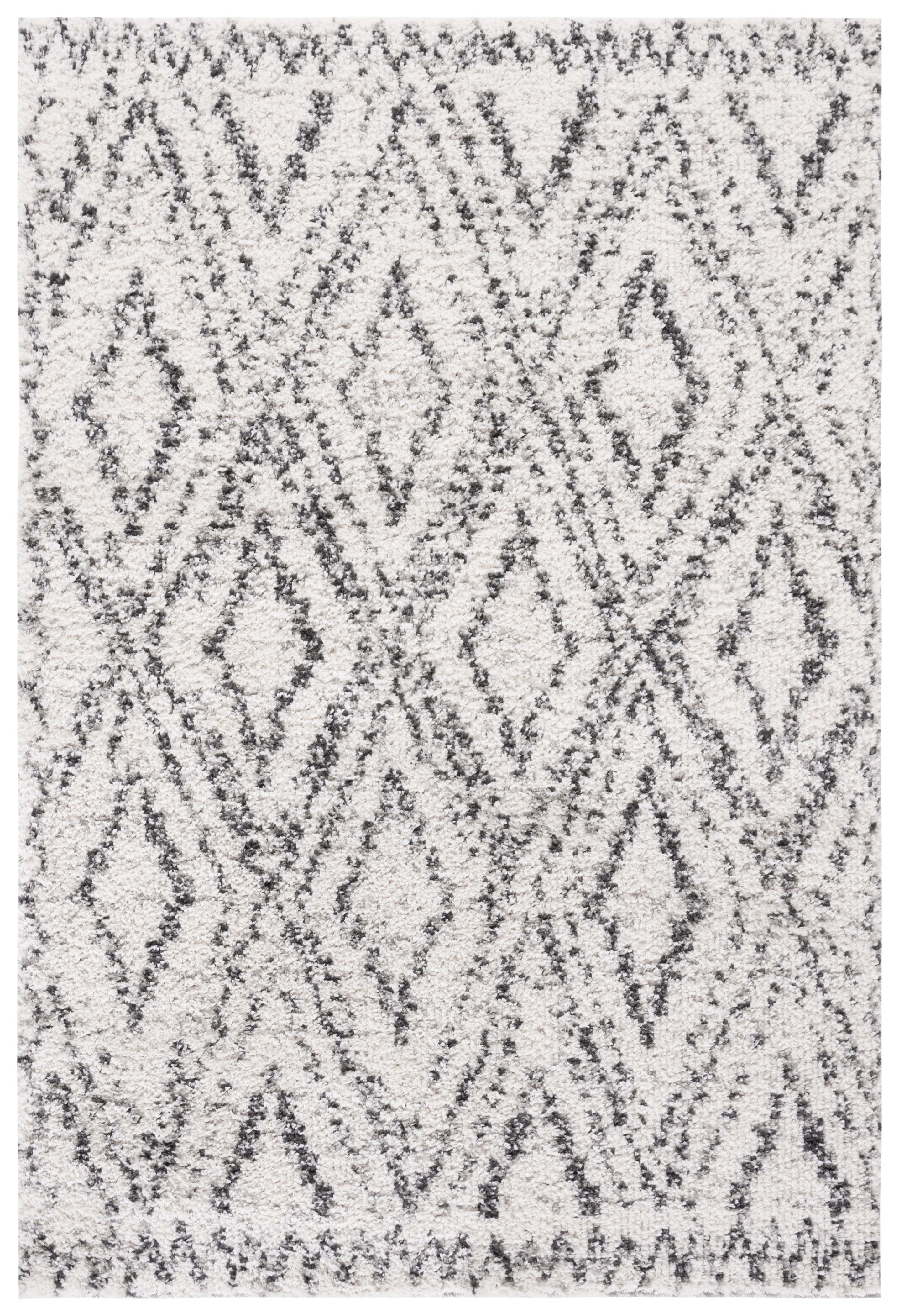 SAFAVIEH Jericho Ognen Geometric Polyester Shag Area Rug, Ivory/Black ...