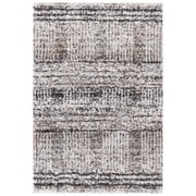 SAFAVIEH Jericho Rowan Striped Polyester Shag Area Rug, Black/Rust, 3' x 5'