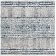 thumbnail image 1 of SAFAVIEH Jericho Rowan Striped Polyester Shag Area Rug, Navy/Ivory, 3' x 3' Square, 1 of 8