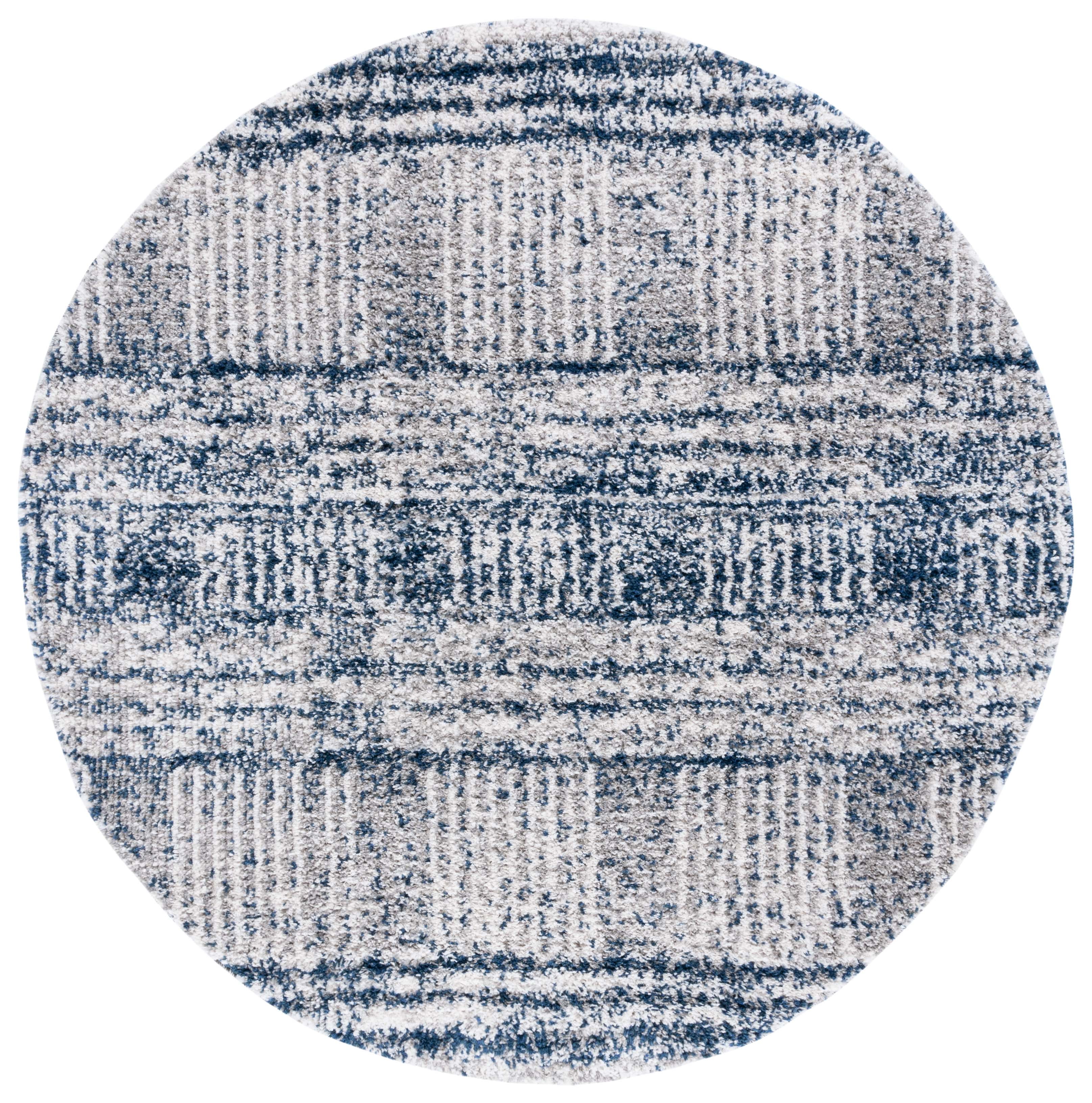 SAFAVIEH Jericho Rowan Striped Polyester Shag Area Rug, Navy/Ivory, 4 ...