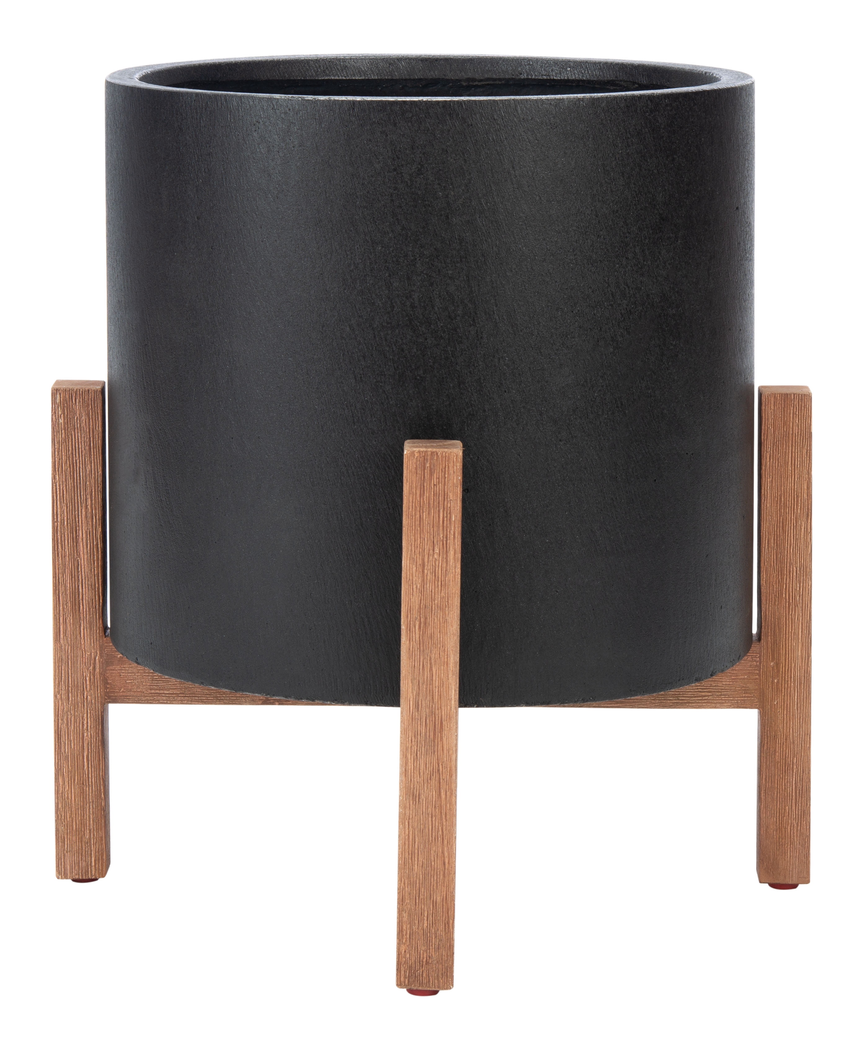 SAFAVIEH Jesper Modern Glam Round Patio Planter with Stand, Natural/Black