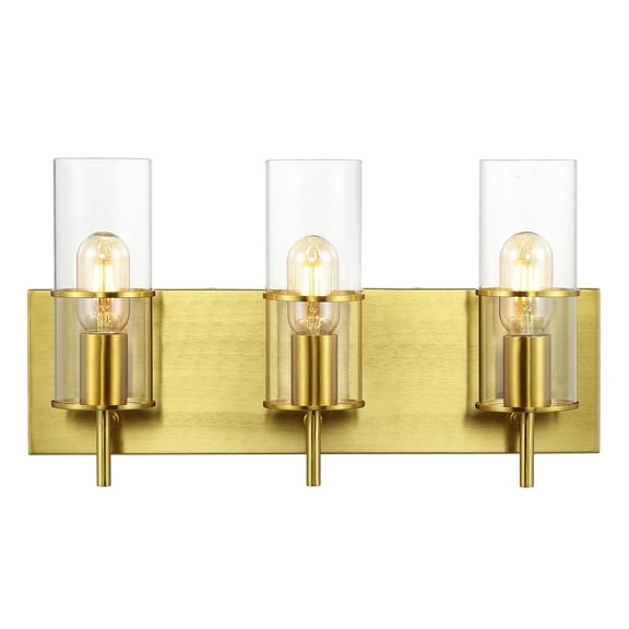 SAFAVIEH Jester 3-Light LED Brass Gold Iron Wall Sconce with Clear Shade