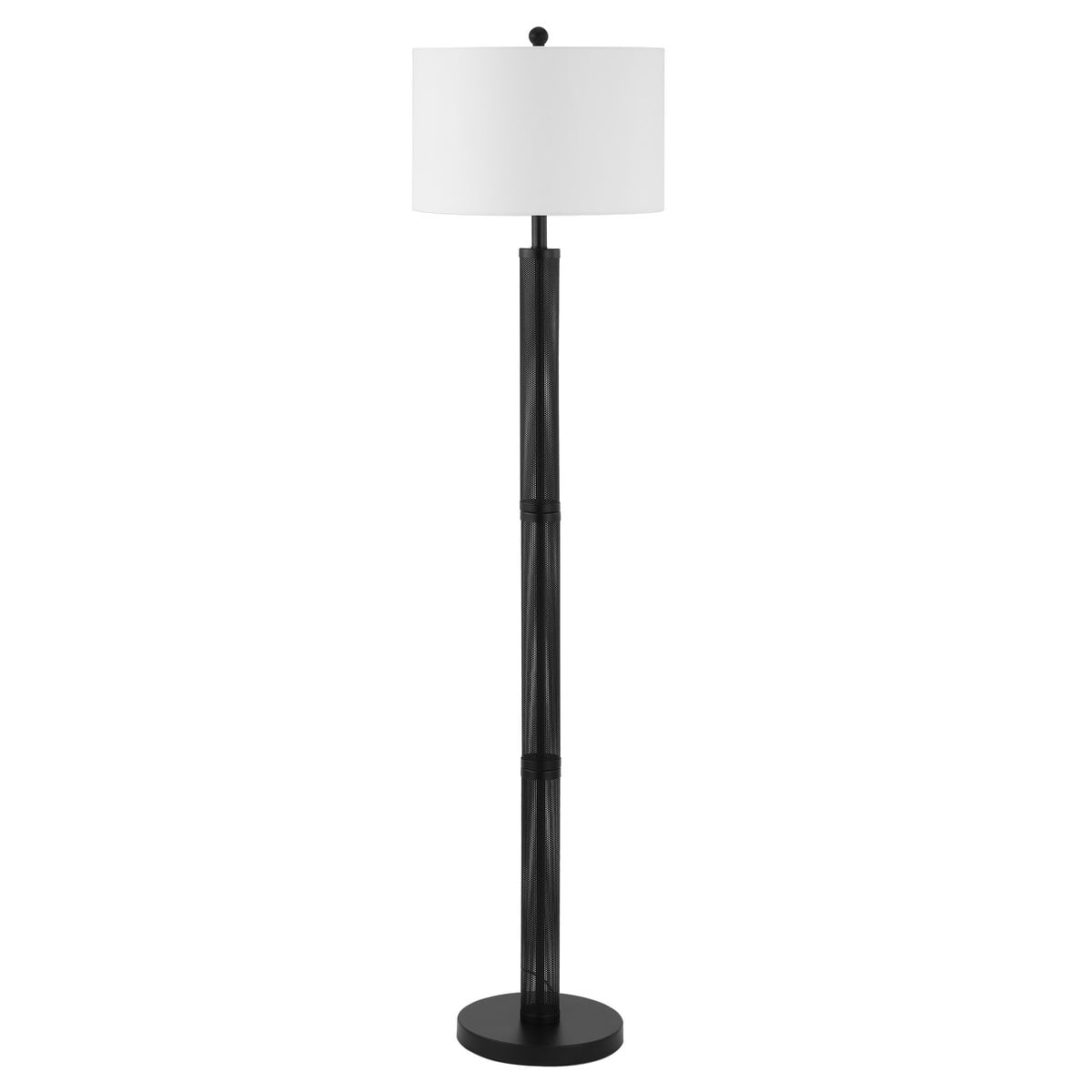 64.75'' Black Metal Mesh Floor Lamp with White Shade