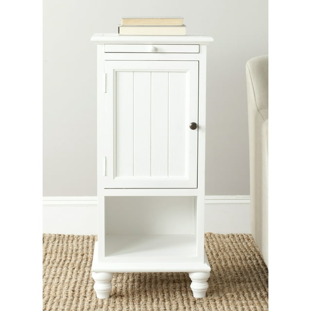SAFAVIEH Jezabel One Cabinet End Table With Pull Out Tray White