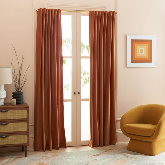SAFAVIEH Jiana Glam Rust Solid Tab Top Blackout Curtains, 52" x 96"