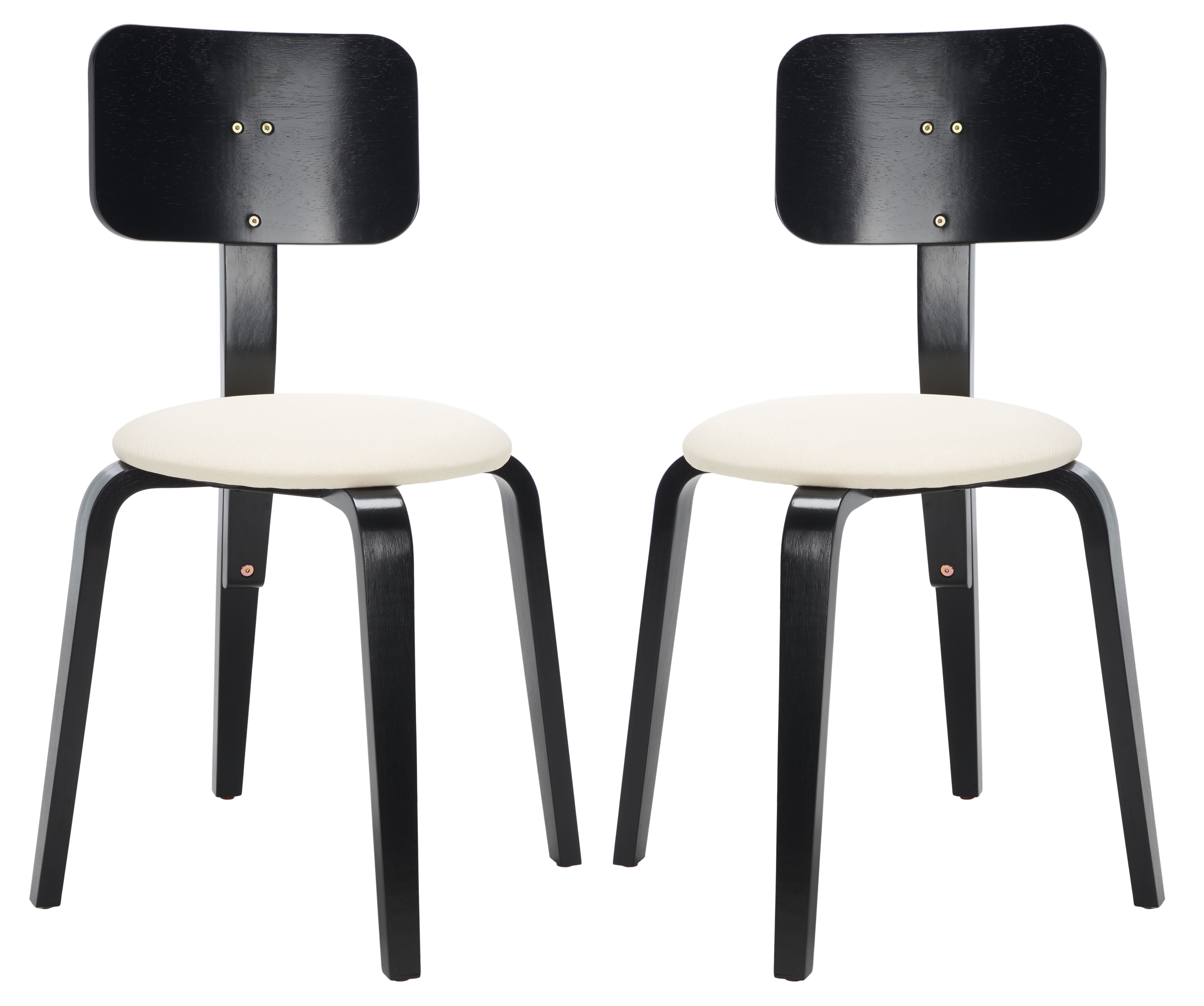 Jo Black and Cream Upholstered Stackable Dining Chair Set