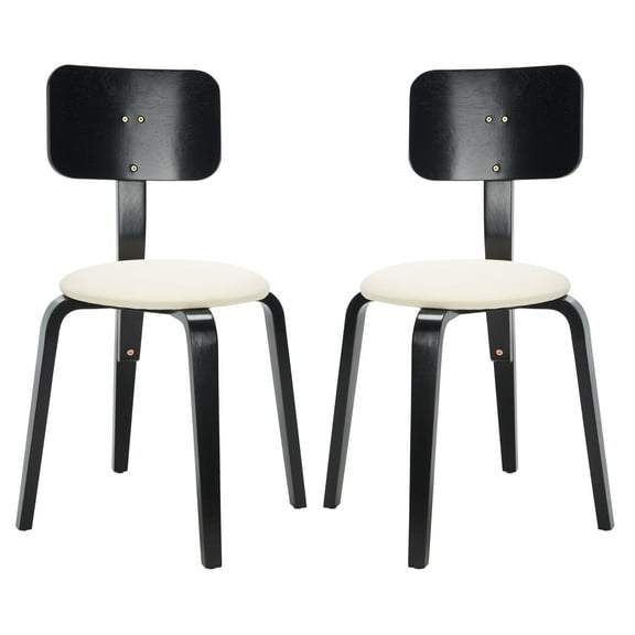 SAFAVIEH Jo Upholstered Stackable Dining Chair, Black/Cream, Set of 2 (21.7 in. W x 22.6 in. D x 32.9 in. H)