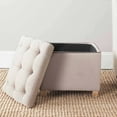 thumbnail image 1 of SAFAVIEH Joanie Rustic Glam Tufted Storage Ottoman, Beige, 1 of 4