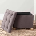 thumbnail image 1 of SAFAVIEH Joanie Rustic Glam Tufted Storage Ottoman, Charcoal/Taupe, 1 of 4