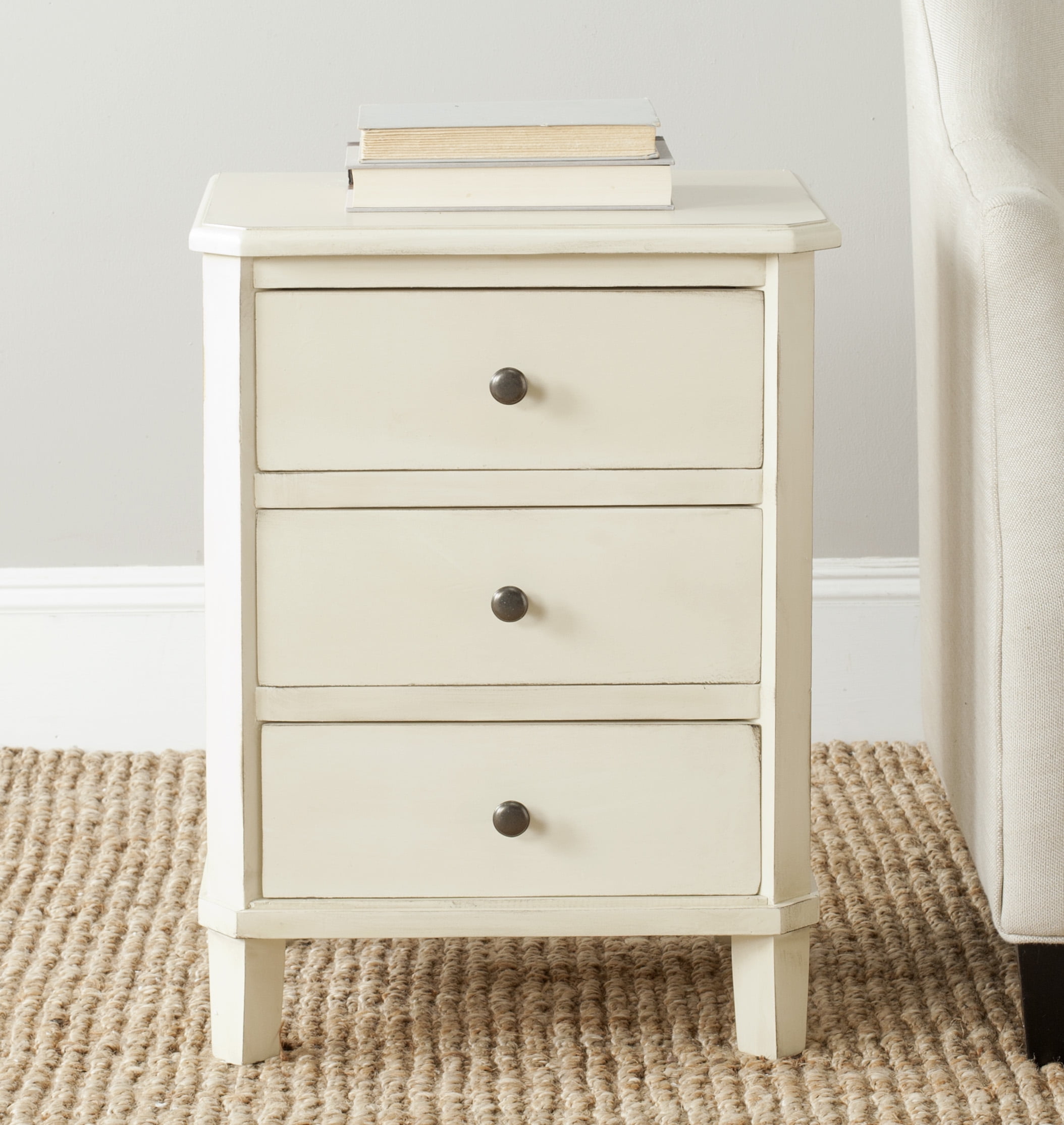SAFAVIEH Joe Classic End Table with 3 Storage Drawers, Barley
