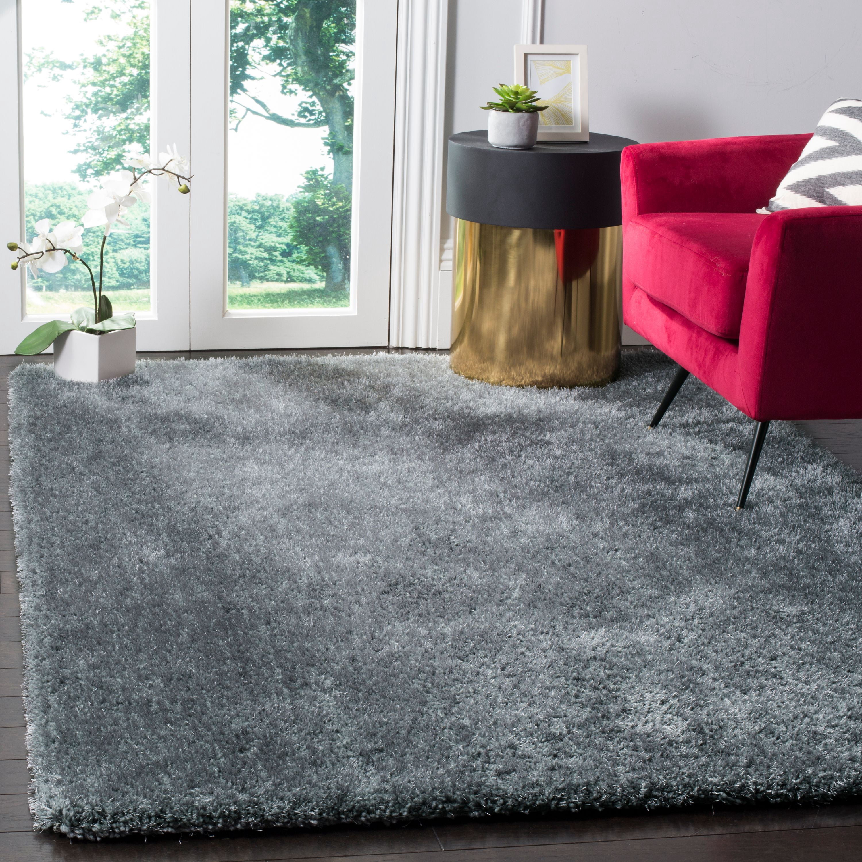 Shag Polyester Rug SAFAVIEH Joella Plush Polyester Shag Area Rug - Dark Grey, 3 x 5 ...