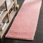 SAFAVIEH Joella Solid Plush Polyester Shag Runner Rug, Pink, 2'3" x 8'