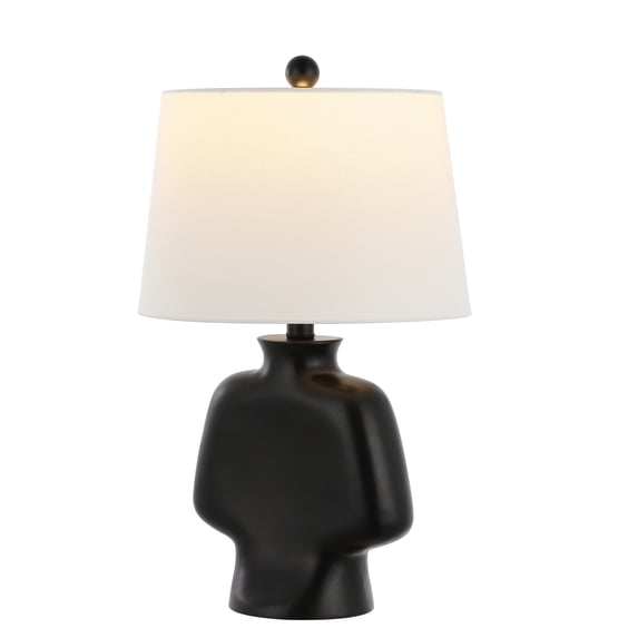 SAFAVIEH Johari 20 in. Glam Black Resin Table Lamp with White Cotton Shade